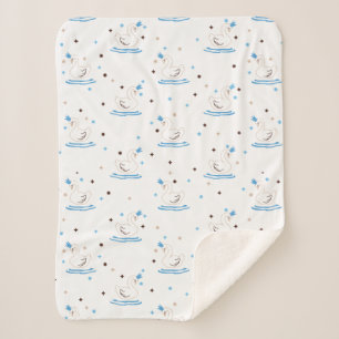 Betoverde Swan Lake Fairy Tale Crowned Swan Sherpa Deken