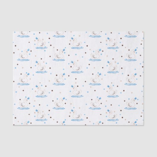 Betoverde Swan Lake Fairy Tale Crowned Swan Tissuepapier (Voorkant)