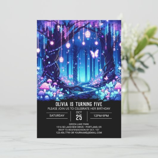 Betoverde Sweet Woodland digitale verjaardag Kaart (Staand voorkant)