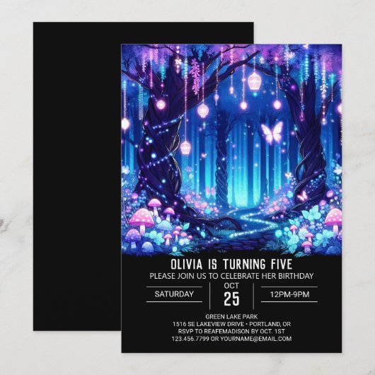 Betoverde Sweet Woodland digitale verjaardag Kaart (Voorkant / Achterkant)