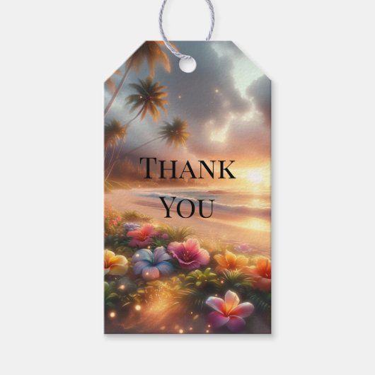 Betoverde Tropische Strand Magische Hibiscus Bruil Cadeaulabel (Voorkant)