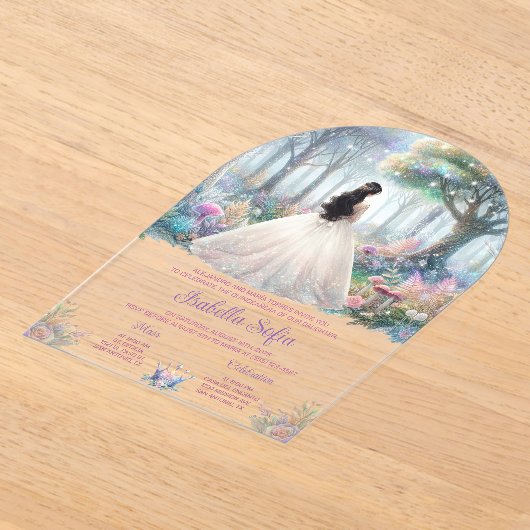 Betoverde tuin Acryl Quinceañera Acryl Uitnodigingen (Laagn)