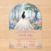 Betoverde tuin Acryl Quinceañera Acryl Uitnodigingen (Voorkant)