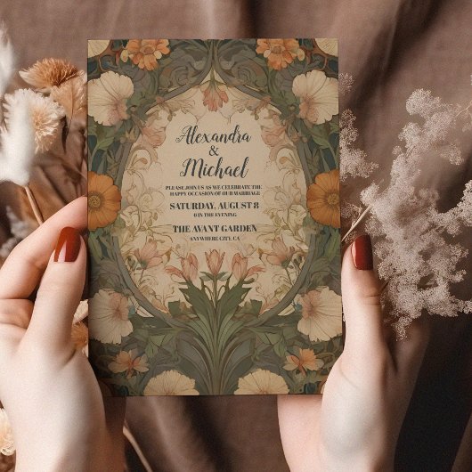 Betoverde tuin Art Nouveau bruiloft Kaart