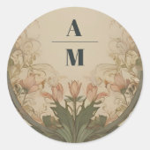 Betoverde tuin Art Nouveau bruiloft Ronde Sticker (Voorkant)