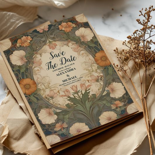 Betoverde tuin Art Nouveau bruiloft Save The Date