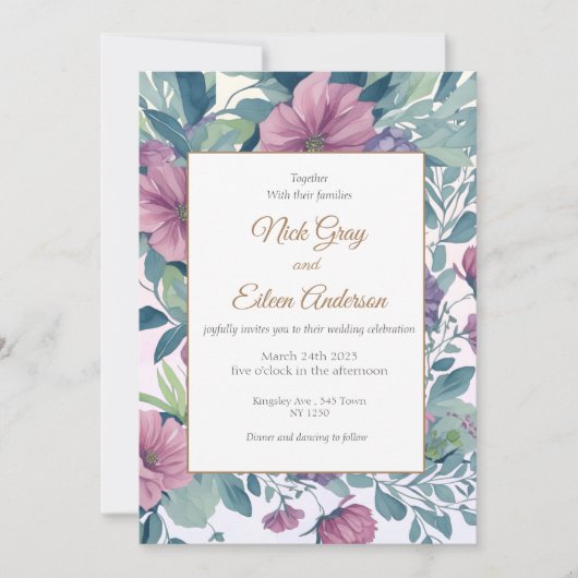 Betoverde Tuin Bloemen Bruiloft Uitnodiging (Voorkant)
