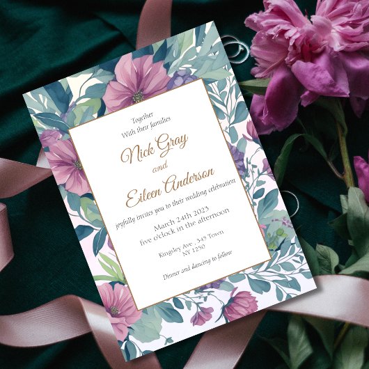 Betoverde Tuin Bloemen Bruiloft Uitnodiging