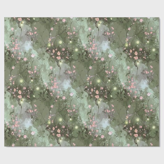 Betoverde tuin Bloemen Patroon Roze ID1163 Cadeaupapier (Vlak)