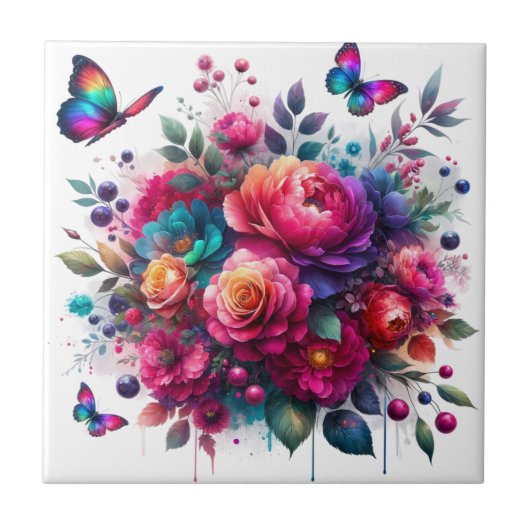 Betoverde Tuin: Bloesem Symfonie Keramische Tegels Tegeltje (Voorkant)