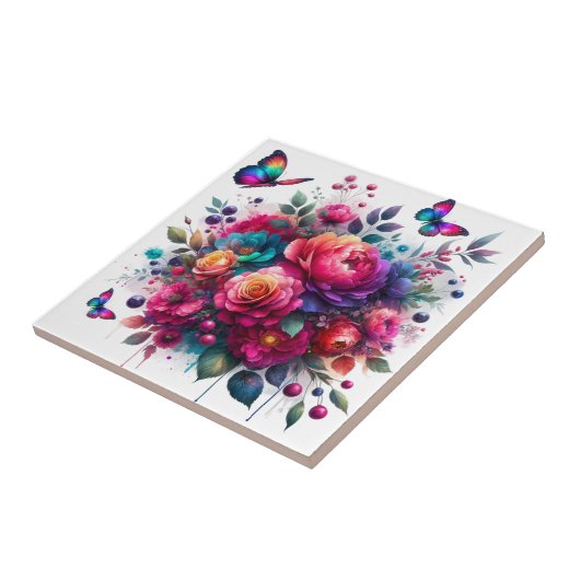 Betoverde Tuin: Bloesem Symfonie Keramische Tegels Tegeltje (Zijkant)