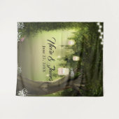 Betoverde Tuin Bos Eik Boom Feest Achtergrond Wandkleed (Voorkant (horizontaal))