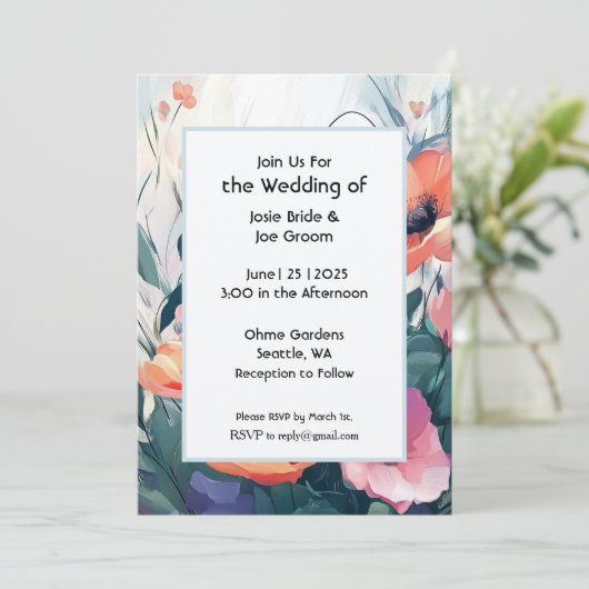 Betoverde tuin bruiloft uitnodiging (Staand voorkant)