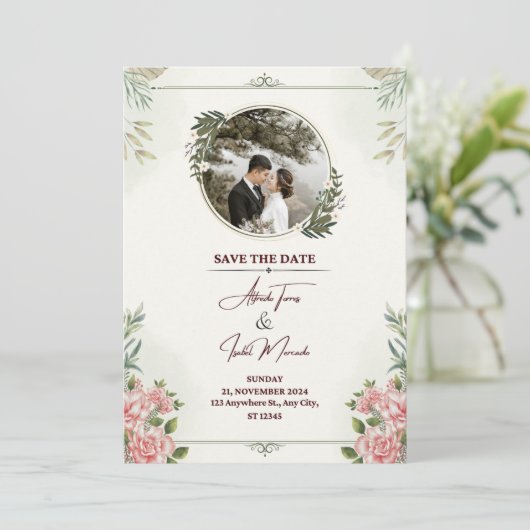 Betoverde tuin bruiloft uitnodiging (Staand voorkant)