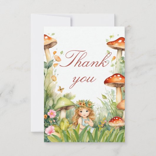 Betoverde tuin fee baby shower bedankkaart (Voorkant)