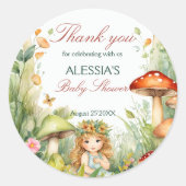 Betoverde tuin fee baby shower gunst ronde sticker (Voorkant)