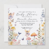 betoverde tuin fee wilde bloem baby meisje douche kaart (Voorkant)