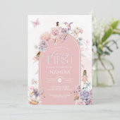 Betoverde tuin feeën fee eerste verjaardag kaart (Staand voorkant)