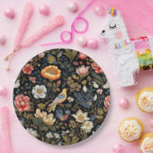 Betoverde Tuin Geel Vogel en Bloemen  Papieren Bordje (Feest)