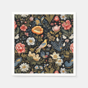 Betoverde Tuin Geel Vogel en Bloemen  Servet