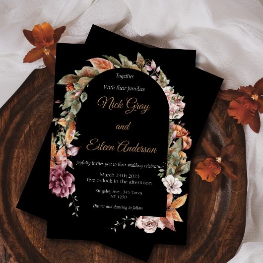 Betoverde tuin herfst Boho bruiloft uitnodiging