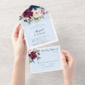 Betoverde Tuin Lichtblauw Bourgogne Marine All In One Uitnodiging (Afscheurbaar)