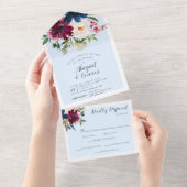 Betoverde Tuin Lichtblauw Bourgogne Marine All In One Uitnodiging (Afscheurbaar)