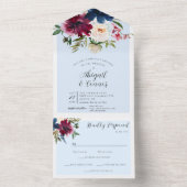 Betoverde Tuin Lichtblauw Bourgogne Marine All In One Uitnodiging (Binnen)