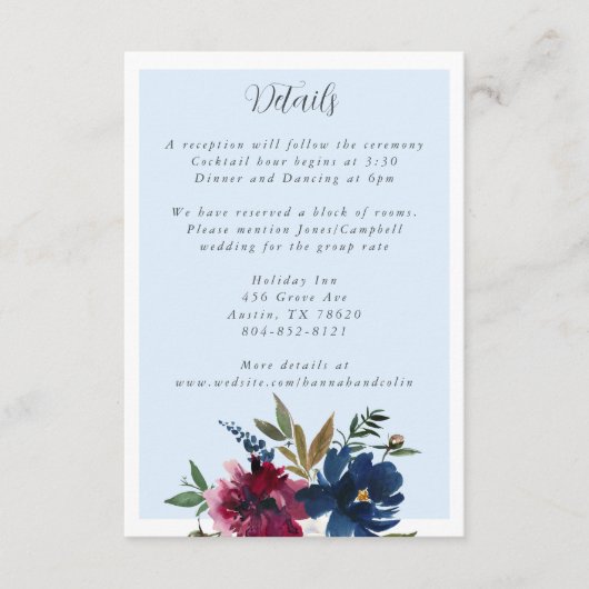 Betoverde Tuin Lichtblauw Bourgogne Marine Informatiekaartje (Voorkant)