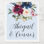 Betoverde Tuin Lichtblauw Bourgogne Marine Wijn Etiket (Enkel label)