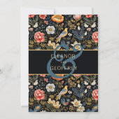 Betoverde tuin met bloemen en vogels bruiloft kaart (Achterkant)