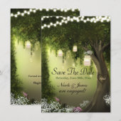 Betoverde tuin met eikenboom Save the Date (Voorkant / Achterkant)