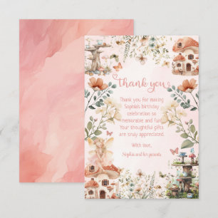 Betoverde tuin paddenstoel meisje eerste verjaarda bedankkaart