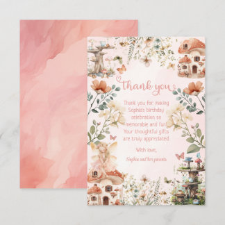 Betoverde tuin paddenstoel meisje eerste verjaarda bedankkaart