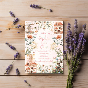 Betoverde tuin paddenstoel meisje eerste verjaarda kaart