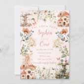 Betoverde tuin paddenstoel meisje eerste verjaarda kaart (Voorkant)