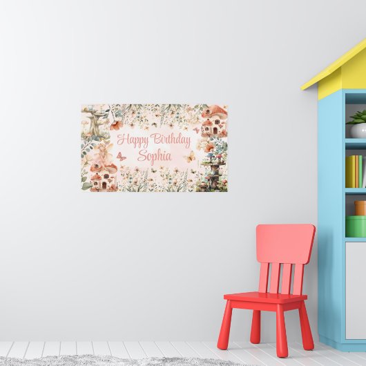 Betoverde Tuin Paddestoel Meisje's 1e Verjaardag Poster (Kinderkamer 1)