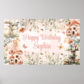 Betoverde Tuin Paddestoel Meisje's 1e Verjaardag Poster (Voorkant)