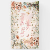 Betoverde Tuin Paddestoel Meisje's 1e Verjaardag Spandoek (Verticaal)