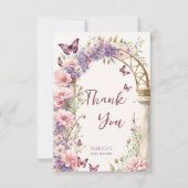 Betoverde tuin pastel vlinders baby shower bedankkaart (Voorkant)