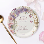 Betoverde tuin pastel vlinders baby shower papieren bordje<br><div class="desc">Betoverde tuin pastel vlinders en baby showers gepersonaliseerd servies sjabloon party borden,  Engelse tuin boho bloemen boog lila pastel roze lente zomer baby shower borden voor een baby meisje</div>
