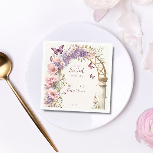 Betoverde tuin pastel vlinders baby shower servet