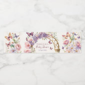 Betoverde tuin pastel vlinders baby shower waterfles etiket (Enkel label)