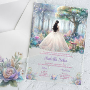 Betoverde tuin Quinceañera Acryl Uitnodigingen