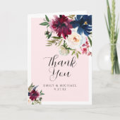 Betoverde Tuin Roze Blush Bourgogne Marine Bedankkaart (Voorkant)
