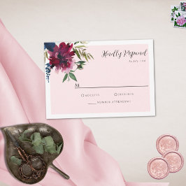 Betoverde Tuin Roze Blush Bourgondië Marineblauw RSVP Kaartje