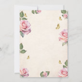 Betoverde Tuin Roze Rozen Gouden Foto Quinceanera Kaart (Achterkant)