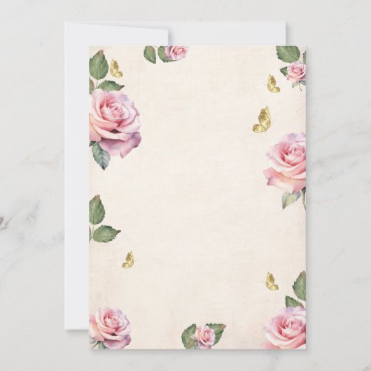 Betoverde Tuin Roze Rozen Gouden Foto Quinceanera Kaart (Achterkant)