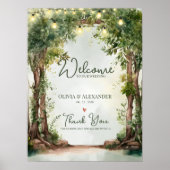 Betoverde Tuin Slingerlichten Bruiloft Welkom Poster (Voorkant)