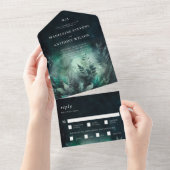 betoverde tuin smaragd sprookje magische bruiloft all in one uitnodiging (Afscheurbaar)